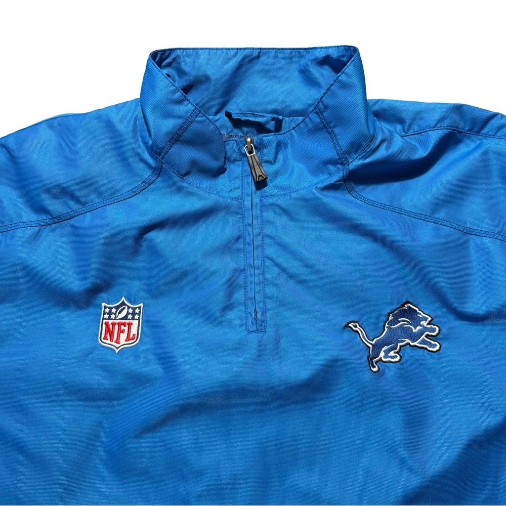 Detroit Lions Reebok XL NFL Windbreaker Jacket Blue On Field Vintage Mens - Picture 3 of 8